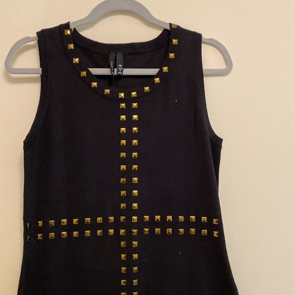 New Direction.  Gold tone embellishments Black stretch dress Sz M. - Picture 6 of 14